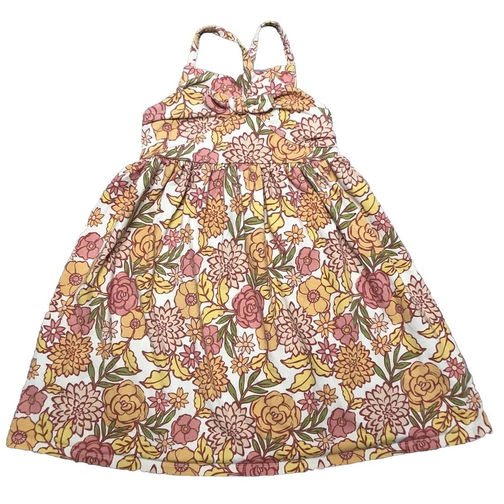 Tommy Bahama Kids Dress Size 10 Ivory Yellow Orange Floral Sleeveless Summer